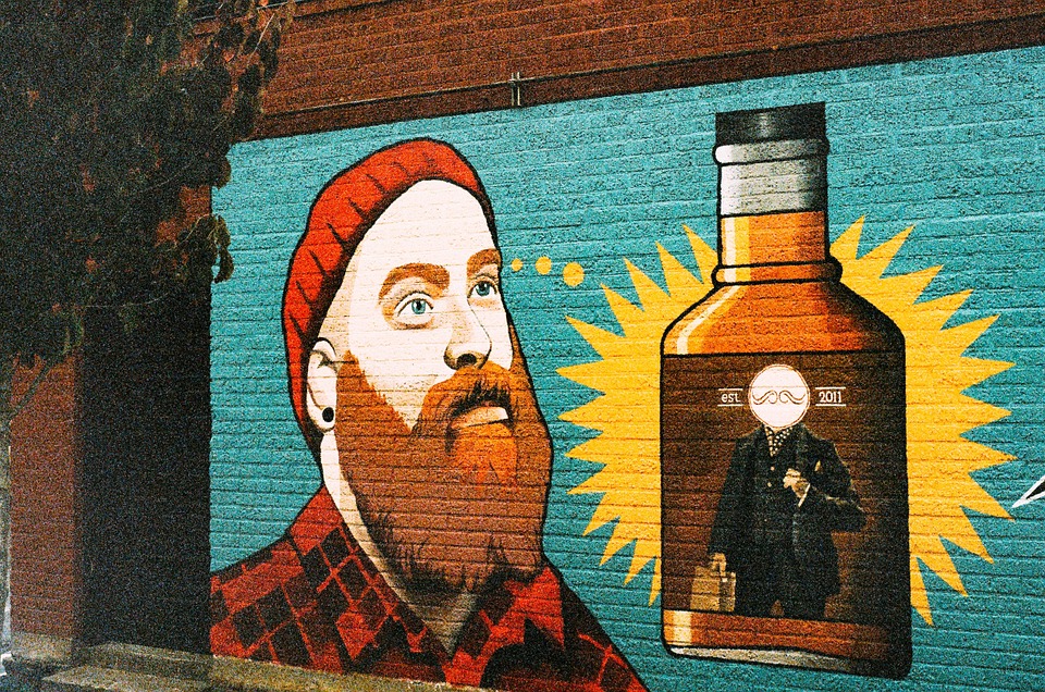 Man Graffiti Wall Hat Orange Beard Toque Paint